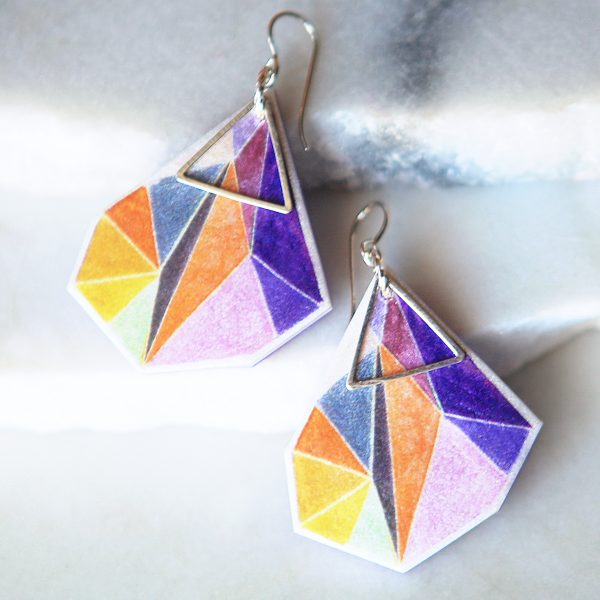 next romance jewellery lilac triangle art earrings unique handmade in melbourne australia make it collective finders keepers markets