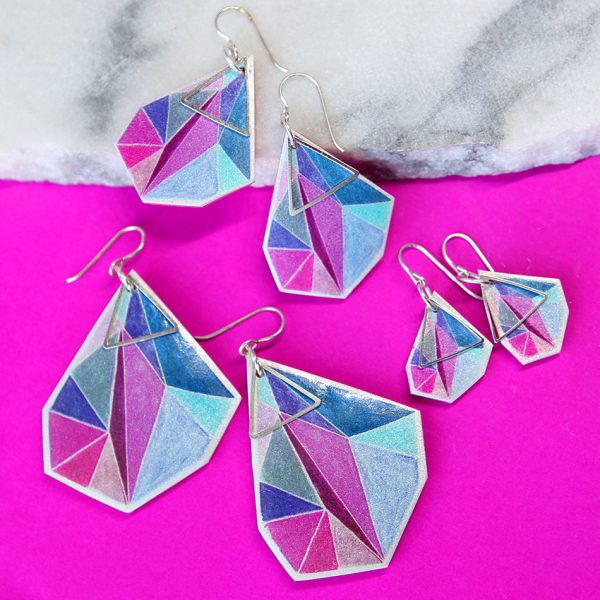 MAKE IT COLLECTIVE PINK email triangle art earrings NEXT ROMANCE