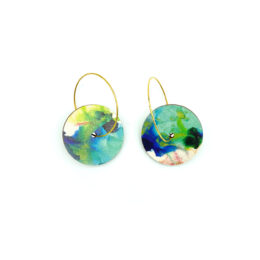 colourful wooden reversible hoop earrings