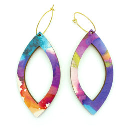 Colourful reversible wooden lightweight earrings