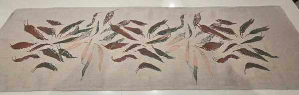 Hand printed Linen Table Runners- Fallen leaves - Image 3