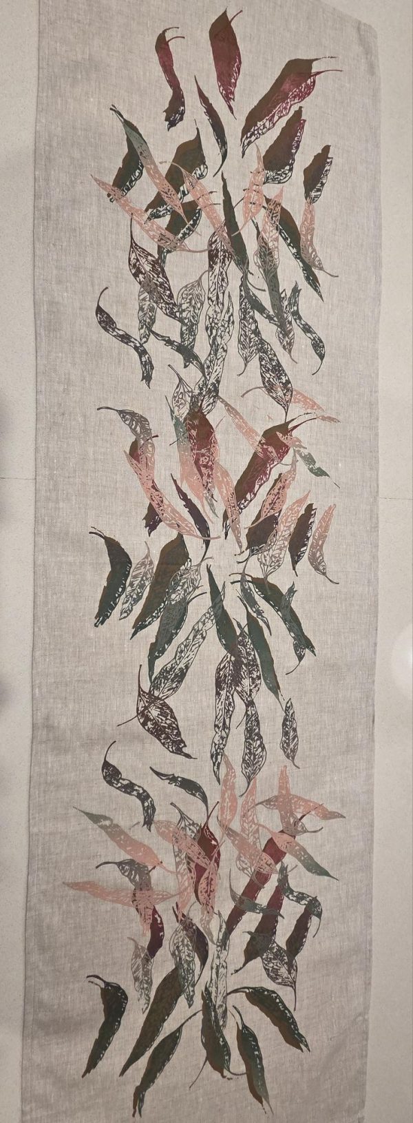 Hand printed Linen Table Runners- Fallen leaves - Image 5