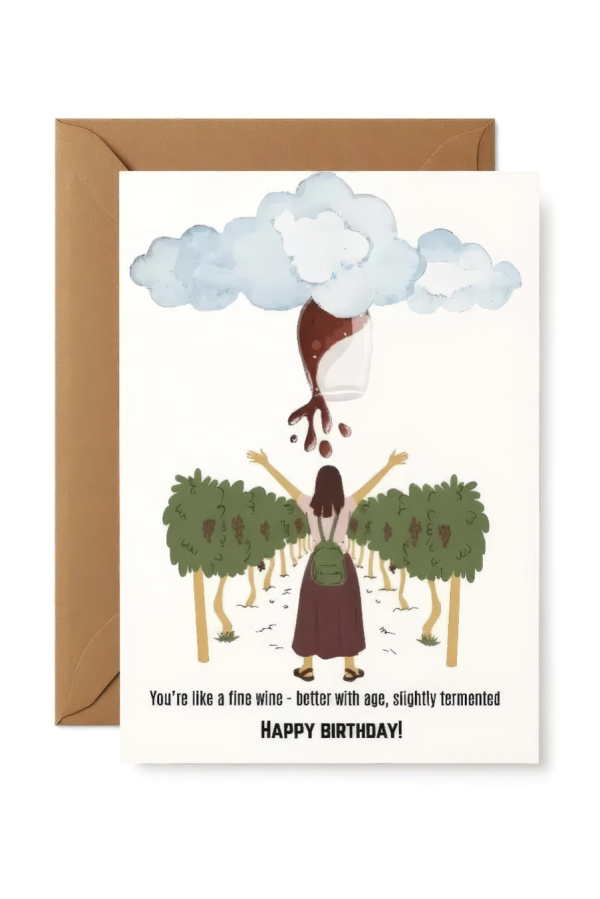 Wine themed Happy birthday card